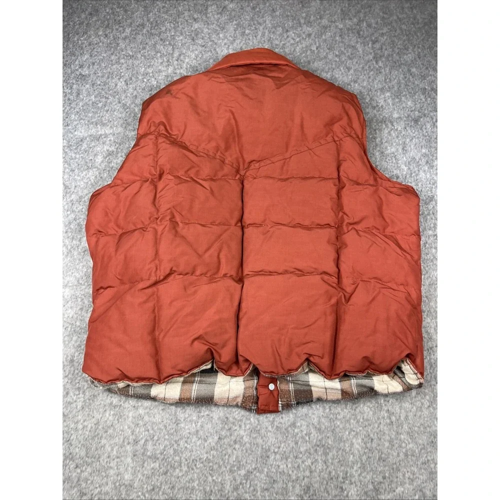 Vintage Walls Blizzard Pruf Down Puffer Vest Mens XL Brown Flannel Lined USA 80s